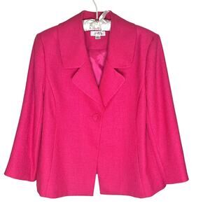 Josephine Essentials Women's Size 16 Cropped Blazer One Button Fuchsia Pink